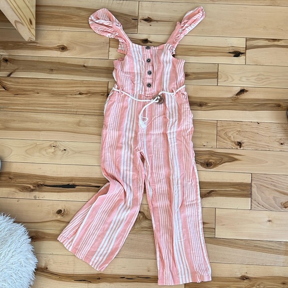 Jessica Simpson Other - EUC Jessica Simpson girls jumper pantsuit coral stripe